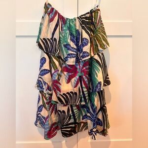 Green and Blue tropical beachy Strapless Bubble Mini Dress by True Destinations